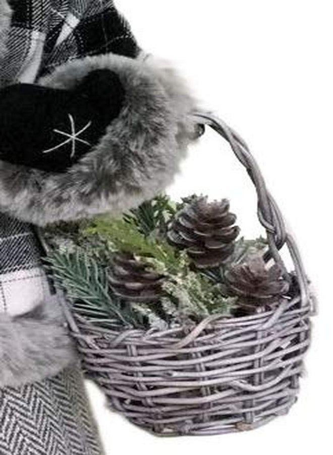 Windy Hill Collection Black & White Stylish Plaid Checkered Mrs. Claus 16" inch Standing Christmas Figurine Figure Decoration 160036 - Image 3